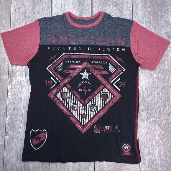 Affliction Other - American Fighter Mens UFC Biker Shirt Size XL Black All Over Print Affliction